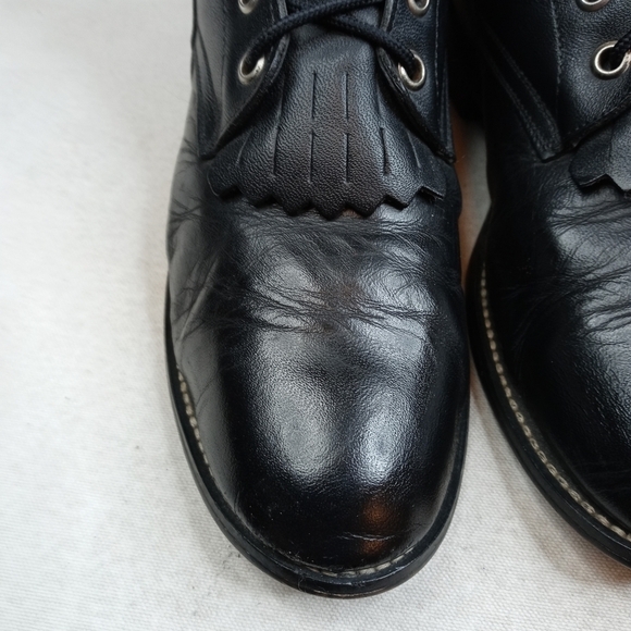 JUSTIN 'Hiram' 506 Kiltie Lace Up Roper Boots Blac - Picture 4 of 11